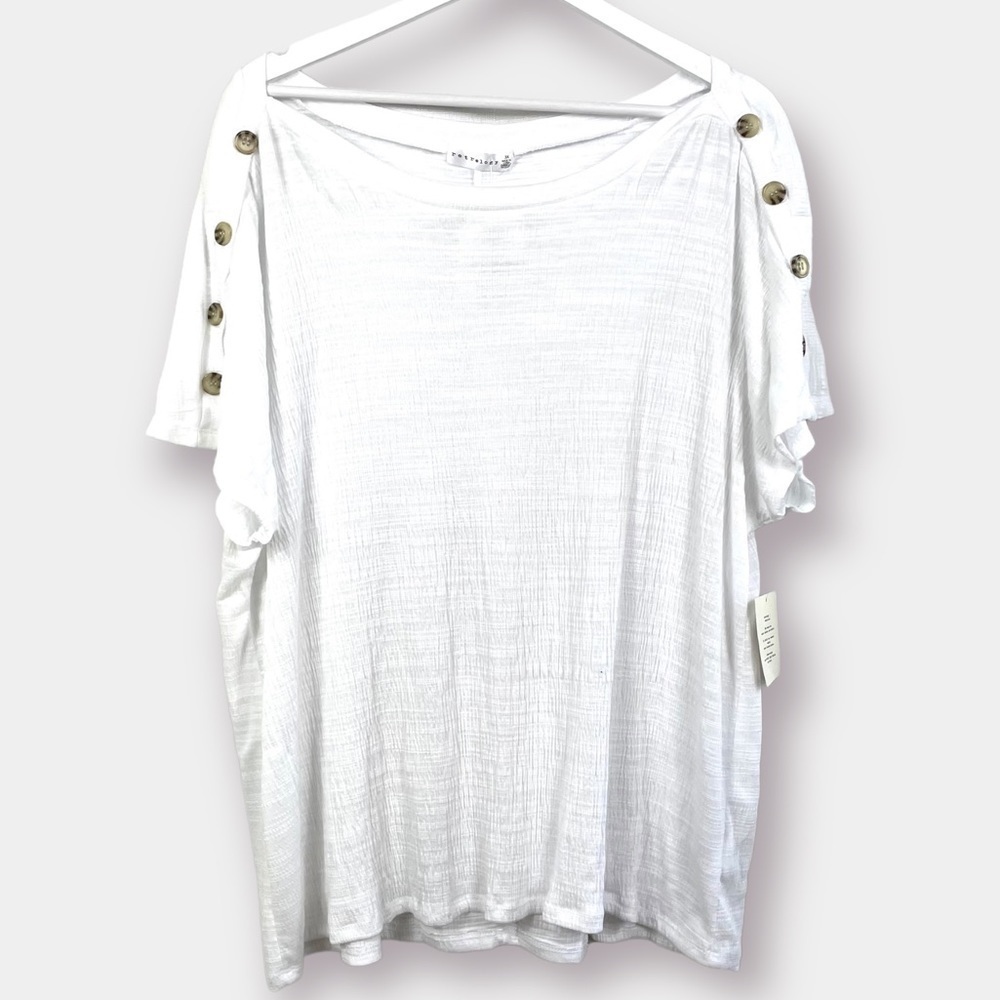White Tunic Top Shirt Button Detail Size 3X